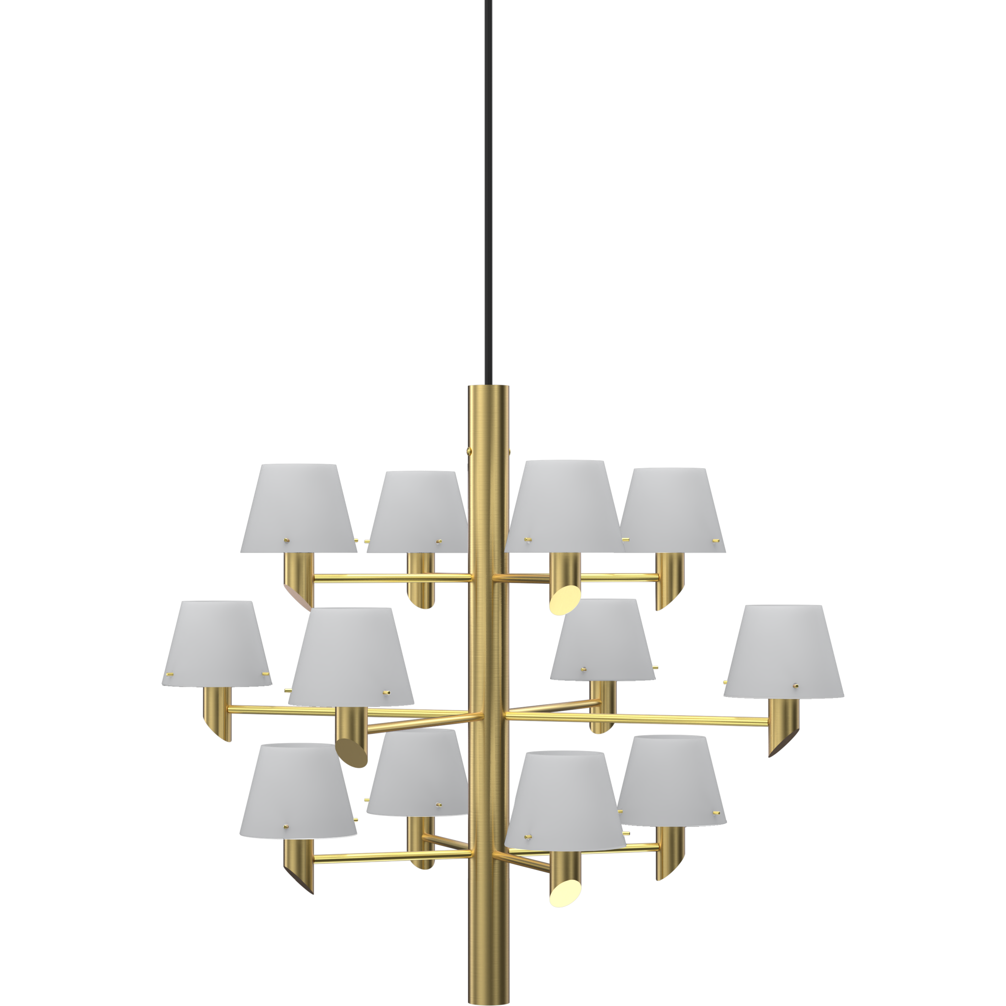 7391534301453 Herstal Gil 12 satin brass/opal glas lysekrone Lamper,Lysekroner,Lysekroner 82700002360 Gil