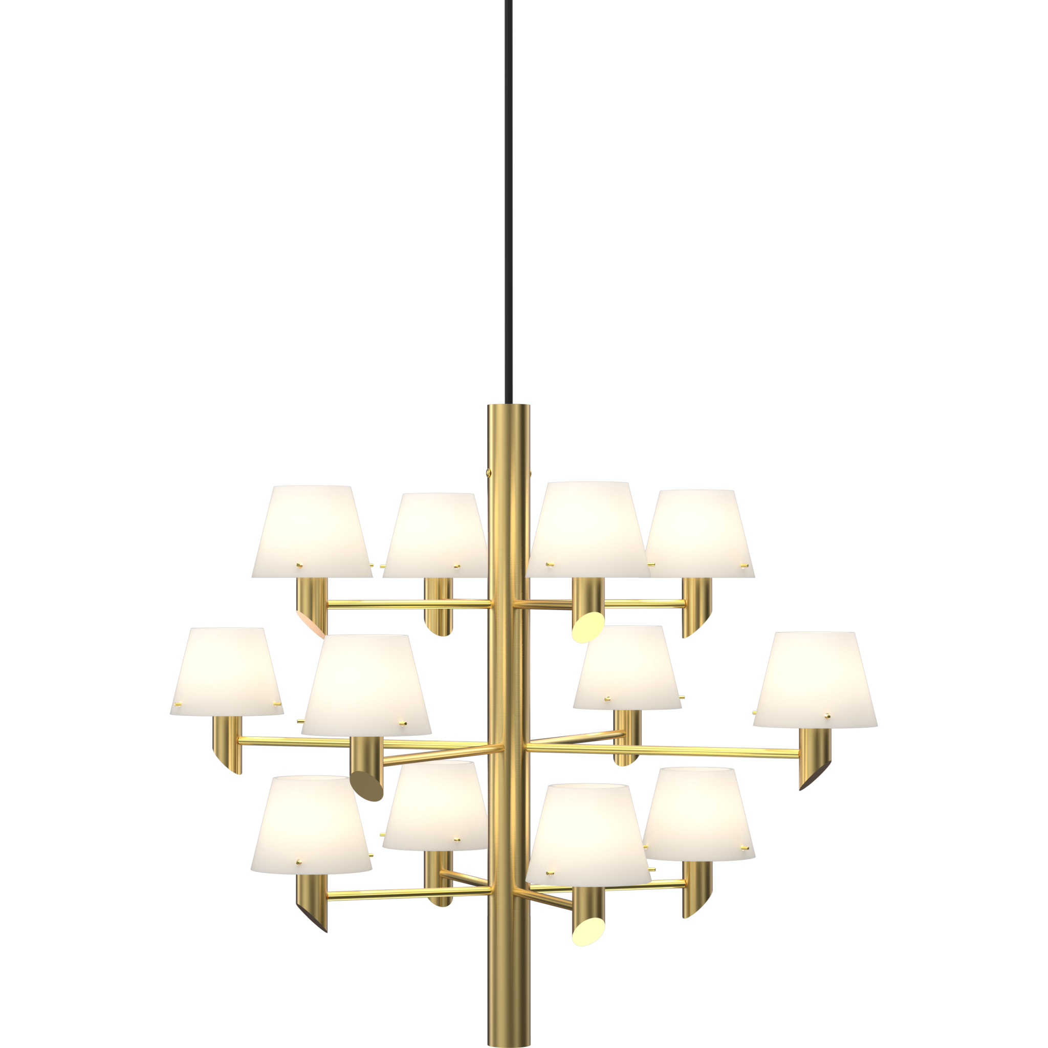 7391534301453 Herstal Gil 12 satin brass/opal glas lysekrone Lamper,Lysekroner,Lysekroner 82700002360 Gil