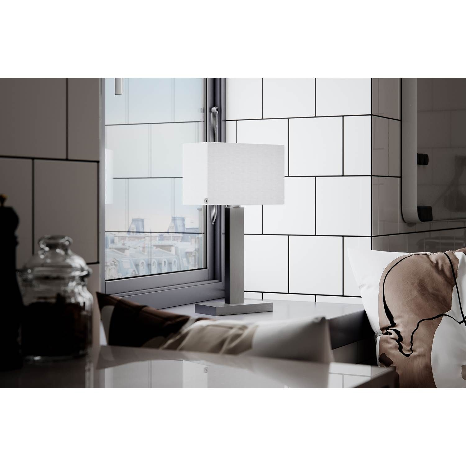 7391741010544 By Rydéns Prime H47 stål/hvid - Bordlampe Lamper,Bordlamper,Bordlamper 2190005080 122401