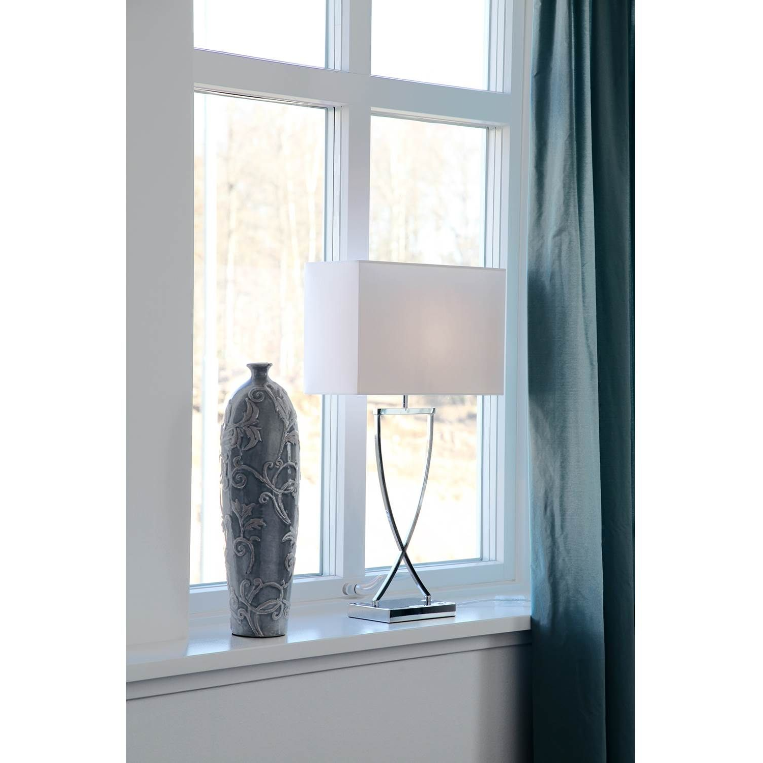 7391741204486 By Rydéns Omega 69 hvid/krom - Bordlampe Lamper,Bordlamper,Bordlamper 2190003569 121404