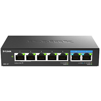 790069470240 D-LINK 7-Port Multi-Gigabit Unmanaged Switch Computer & IT,Netværk,Diverse netværk 2190005017 DMS-107