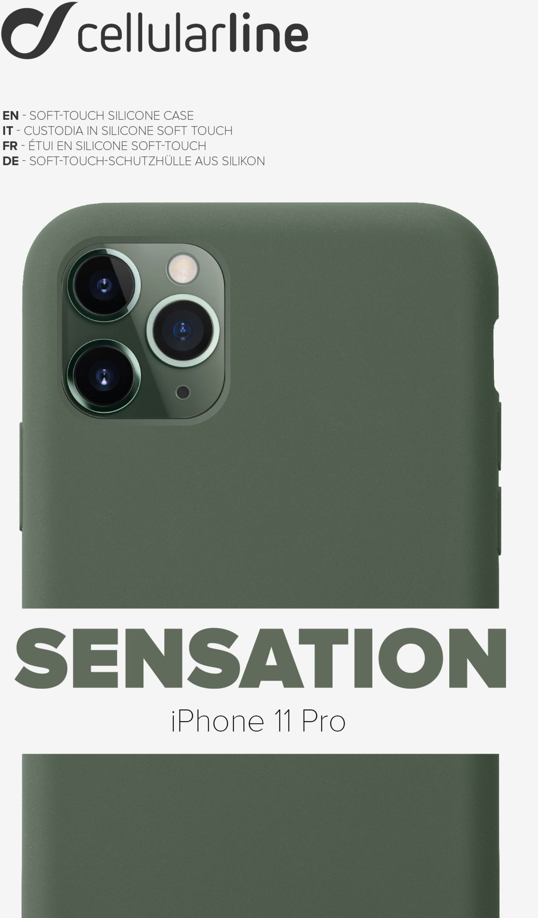 8018080354700 Cellularline Backcover Sensation iPhone 11 Pro - Grøn - Cove Telefon & GPS,Tilbehør mobiltelefoner,Tilbehør til iPhone 17300001410 102863