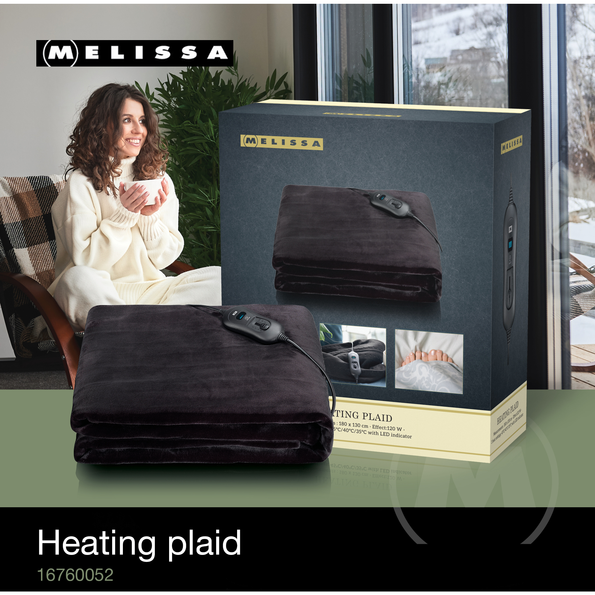 8711902080442 Melissa 16760052 Varmeplaid Personlig pleje,Velvære og massage,Varmepude/varmetæppe 5800000470 16760052