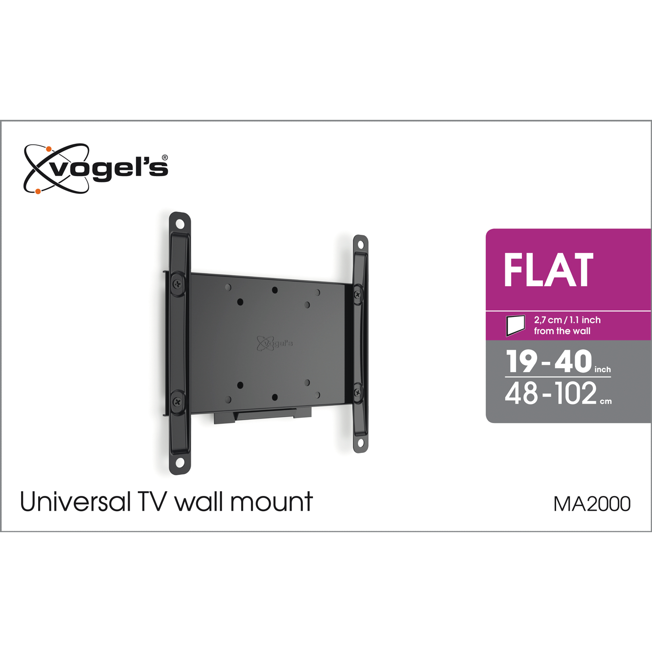8712285336966 Vogels MA2000 Vægbeslag fladt 19-40'' - Vægbeslag TV & HIFI,TV,Vægbeslag 74600010060 MA2000