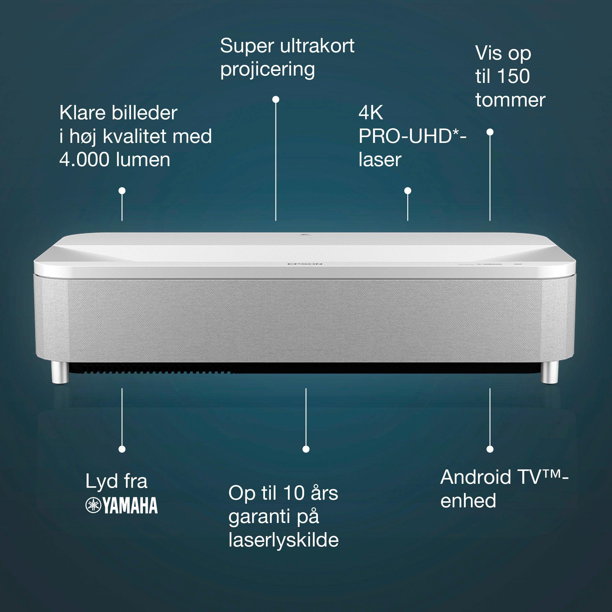 8715946710433 Epson EH-LS800W 4K PRO-UHD, hvid - Projektor TV & HIFI,Projektorer,Projektorer 27000000100 EH-LS800W