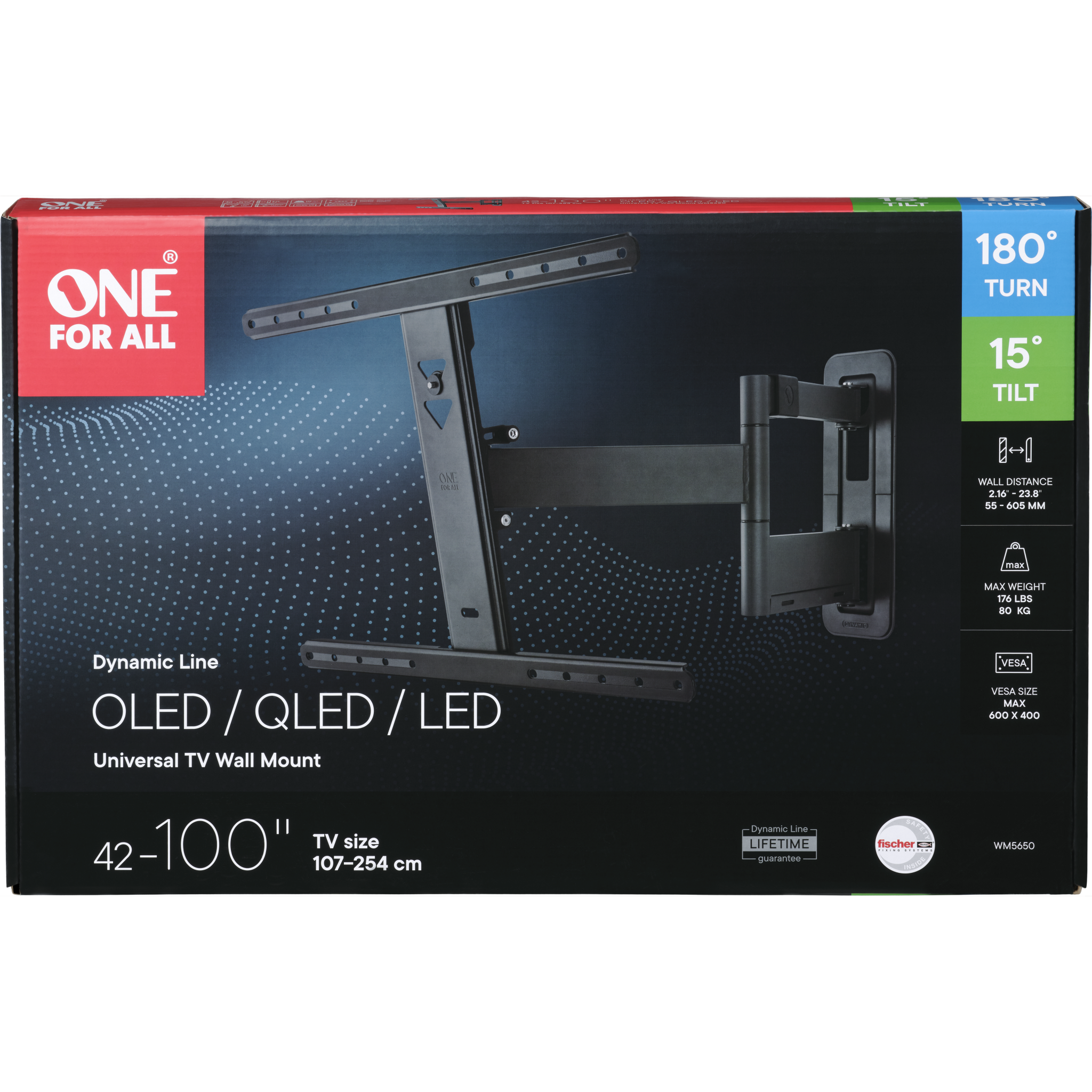 8716184075421 One For All WM5650 Dynamic Swivel vægbeslag TV & HIFI,TV,Vægbeslag 74600011280 WM5650