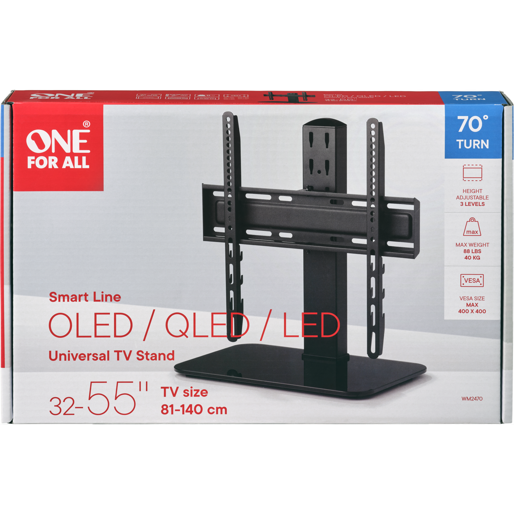 8716184076350 One For All WM2470 TV-Stand, Smart tv-stander til bord TV & HIFI,TV,Tilbehør TV 74600011400 WM2470