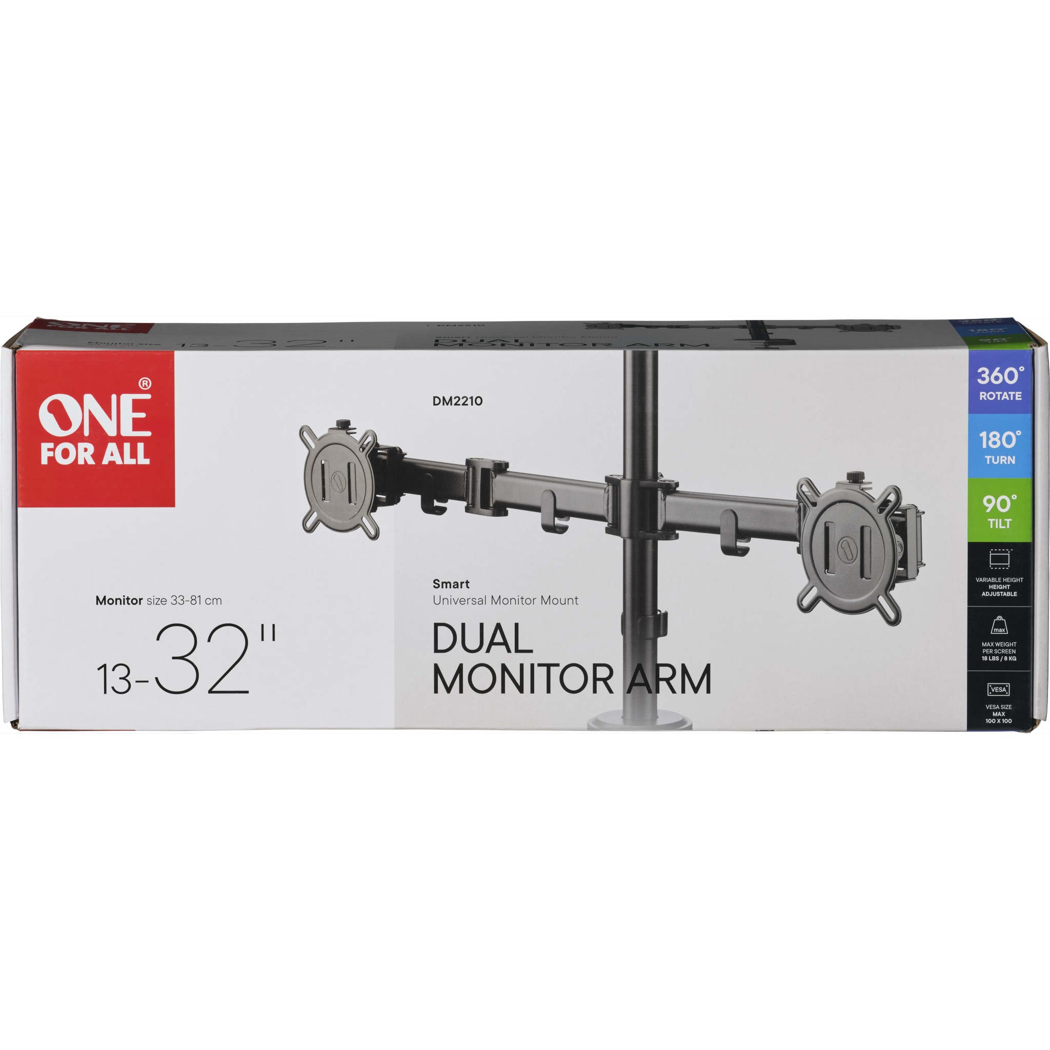 8716184077586 One For All DM2210 Dynamic Dual Monitor Arm, sort Computer & IT,Gaming,Gaming tilbehør 74600011320 DM2210