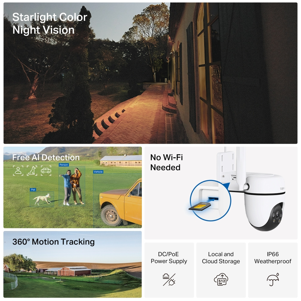 8885020621037 TP-Link Tapo C501GW 4G LTE overvågningskamera pan/tilt Hus & Have,Smart Home,Alarm & overvågning 2190016136 C501GW