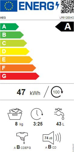 AEG LR612E84O - Frontbetjent vaskemaskine