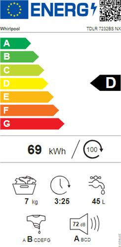 Whirlpool TDLR 7232BS NX - Topbetjent vaskemaskine
