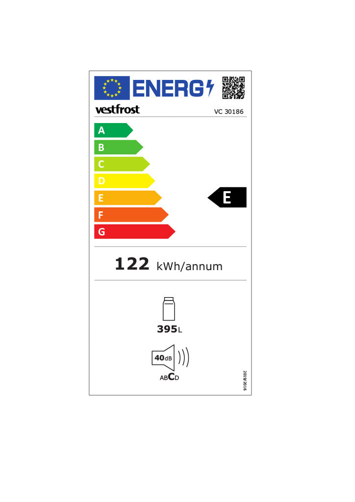 Vestfrost VC 30186 - Fritstående køleskab