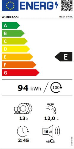 Whirlpool WUE 2B26 - Opvaskemaskine til indbygning